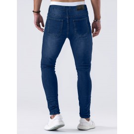 Men's Slim Fit Ripped Jeans, Stretchy Denim, Casual Regular Fit