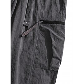 Relaxed Fit, Men's Vintage-Inspired Cargo Pants - Nylon, Casual Fit with Drawstring Waist for Spring/Fall