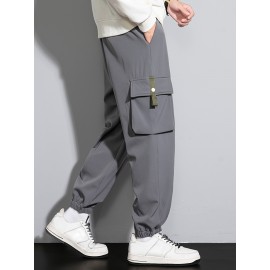 Men's Casual Flap Pocket Thin Cargo Pants, Chic Loose Fit Joggers For Outdoor Activities