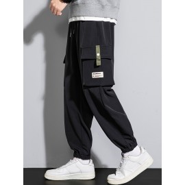 Men's Casual Flap Pocket Thin Cargo Pants, Chic Loose Fit Joggers For Outdoor Activities