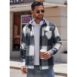 Mens Flannel Shirt Long Sleeve Plaid Jacket Casual Button Down Shirts Shacket