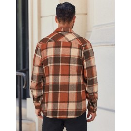 Mens Flannel Shirt Long Sleeve Plaid Jacket Casual Button Down Shirts Shacket