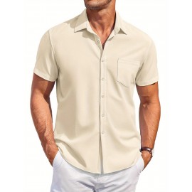 Mens Summer Beach Shirt Short Sleeve Shirts Casual Button Down Shirts Wrinkle Free