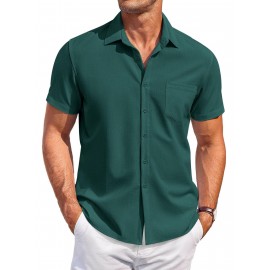 Mens Summer Beach Shirt Short Sleeve Shirts Casual Button Down Shirts Wrinkle Free