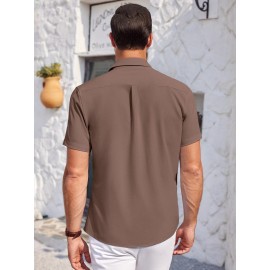 Mens Summer Beach Shirt Short Sleeve Shirts Casual Button Down Shirts Wrinkle Free