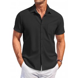 Mens Summer Beach Shirt Short Sleeve Shirts Casual Button Down Shirts Wrinkle Free