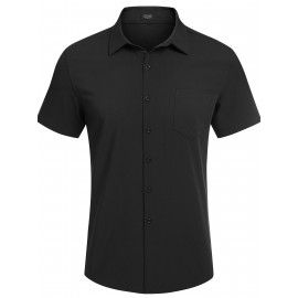 Mens Summer Beach Shirt Short Sleeve Shirts Casual Button Down Shirts Wrinkle Free