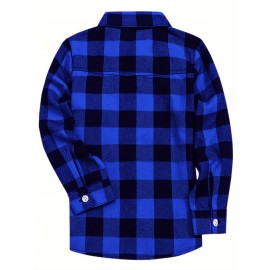 Men's Casual Long Sleeved Shirt, With A Collar Design And Checkered Pattern That Exudes Vitality, And Pocket Design That Is More Convenient.