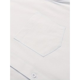 Men's Casual Button Down Cotton Shirts Short Sleeve Band Collar Beach Summer Shirt Tops