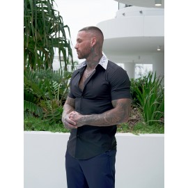 Solid Color Men's Casual Short Sleeve Shirt, Men's Shirt For Summer, Tops For Men