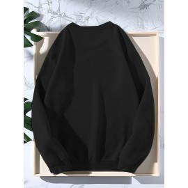 Men's Casual Golf Print Crewneck Sweatshirt - Relaxed Fit, Polyester Knit, Machine Washable, Fall/Winter Fashion