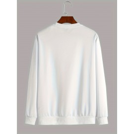 Featuring Textures Design Letter BOYS CLUB Printed Men's Crew Neck And Long Sleeve Sweatshirt, Casual Style, Breathable, Comfortable, Stylish Street Fashion Pullover Sweatshirt