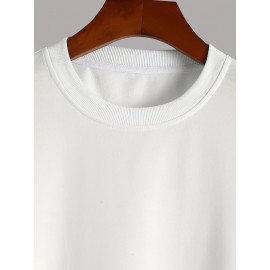 Featuring Textures Design Letter BOYS CLUB Printed Men's Crew Neck And Long Sleeve Sweatshirt, Casual Style, Breathable, Comfortable, Stylish Street Fashion Pullover Sweatshirt