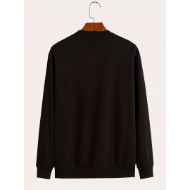 Featuring Textures Design Letter BOYS CLUB Printed Men's Crew Neck And Long Sleeve Sweatshirt, Casual Style, Breathable, Comfortable, Stylish Street Fashion Pullover Sweatshirt