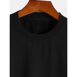 Featuring Textures Design Letter BOYS CLUB Printed Men's Crew Neck And Long Sleeve Sweatshirt, Casual Style, Breathable, Comfortable, Stylish Street Fashion Pullover Sweatshirt