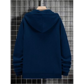 Men's Fashion Cross Print Long Sleeve Hoodie - Classic Zip-Up Design, Casual Style, Ideal For Fall And Winter