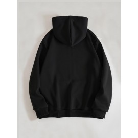 Men's Gothic Thorns Graphic Hoodie - Fall/Winter Casual Knit Fabric Zip-Up Hooded Sweatshirt with Geometric Pattern - 100% Polyester Slight Stretch Regular Fit