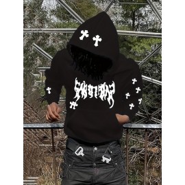 Men's Casual Hoodie with Unique Print Design - Soft Polyester, Machine Washable, Loose Fit Pullover with Kangaroo Pocket