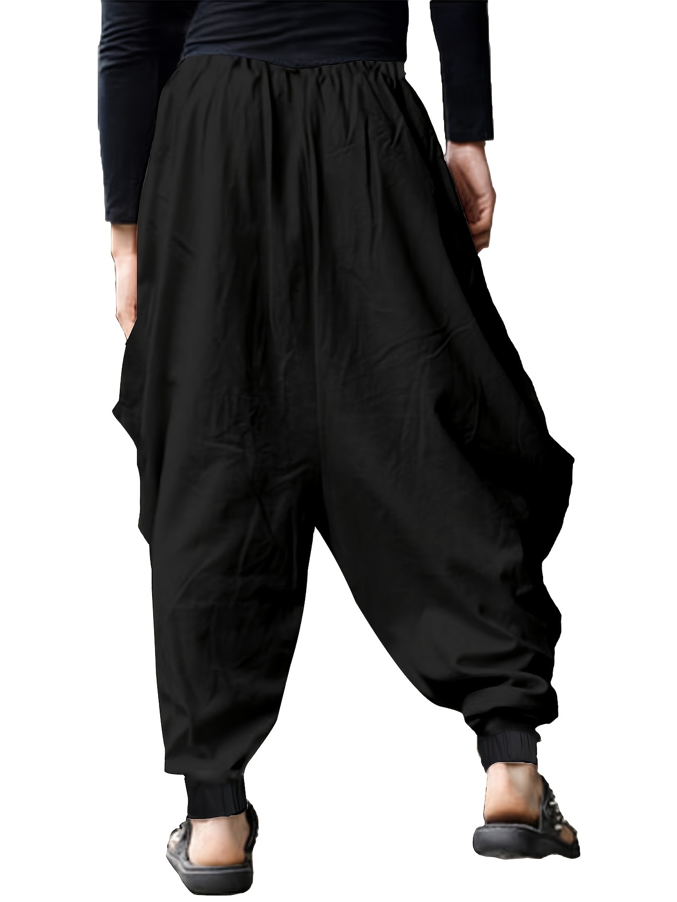 mens casual relaxed version of trousers   solid color haren pants details 5